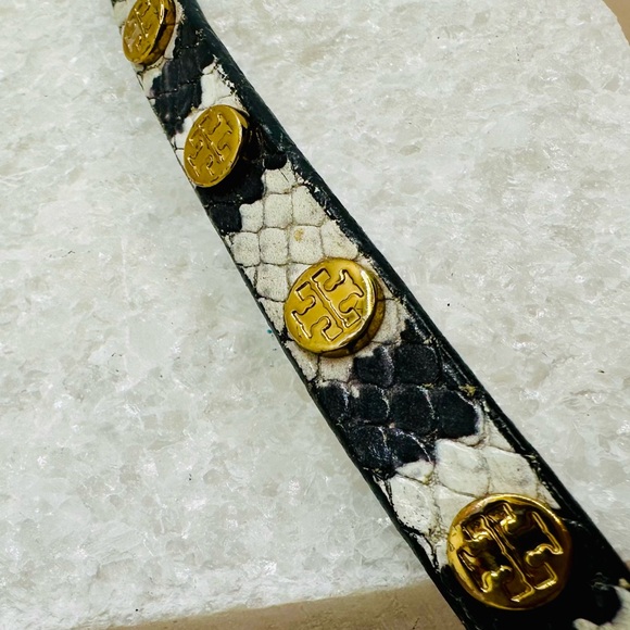 EUC Tory Burch Miller Stud Double Wrap Exotic Snakeskin Bracelet - Picture 13 of 15